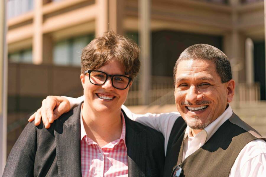 Loevy attorney Tara Thompson and John Galvan