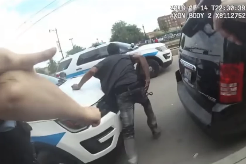Still from the bodycam footage of the Harith Augustus shooting